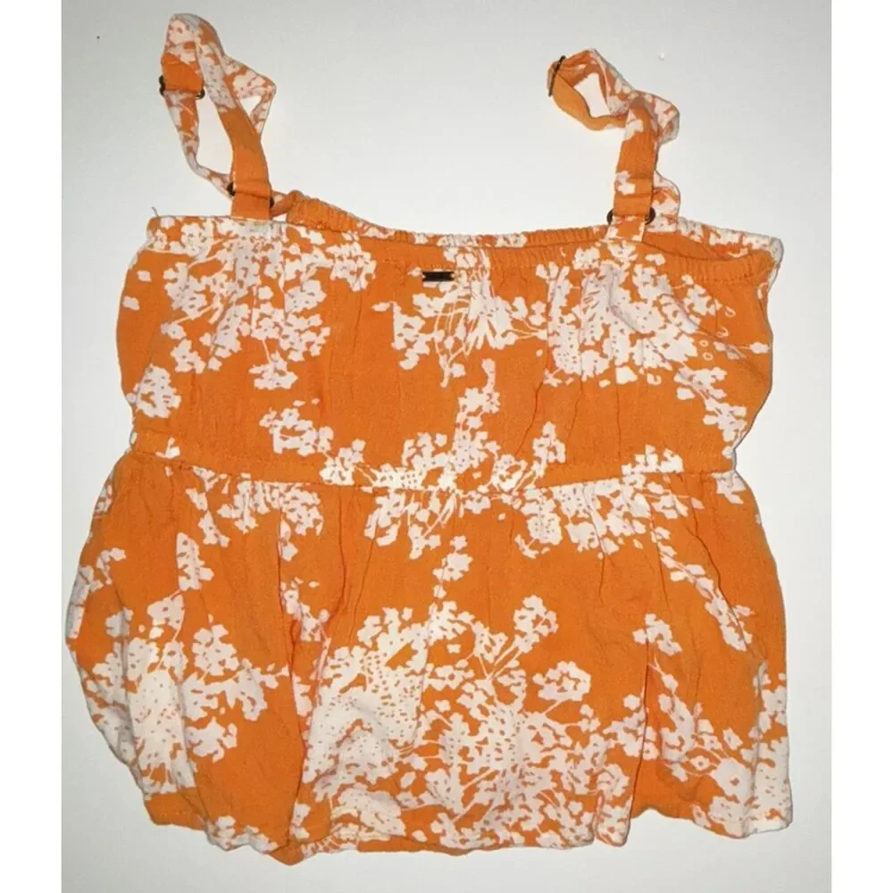 O’Neill Orange Floral Babydoll Tank Top M Festival Beachy Boho Summer Small - Picture 5 of 8